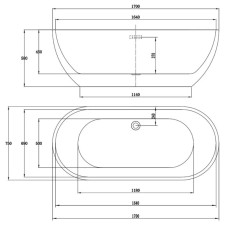 Акриловая ванна 170х75 см Vincea VBT-109