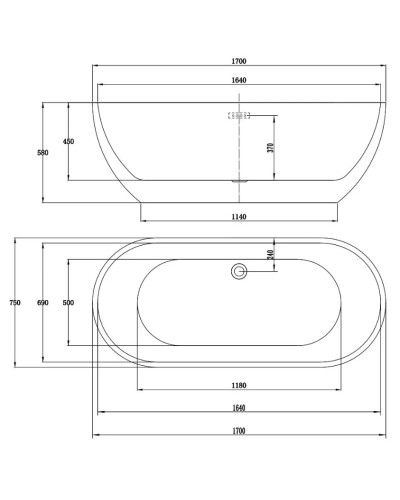 Акриловая ванна 170х75 см Vincea VBT-109