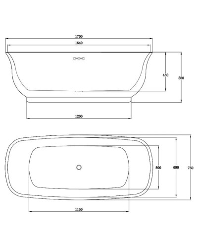 Акриловая ванна 170х75 см Vincea VBT-114