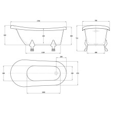 Акриловая ванна 170х75,5 см Vincea VBT-120B-1700-Cr