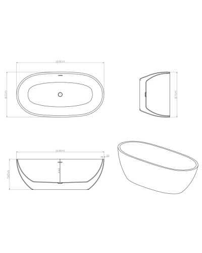 Акриловая ванна 169х87 см Vincea VBT-204
