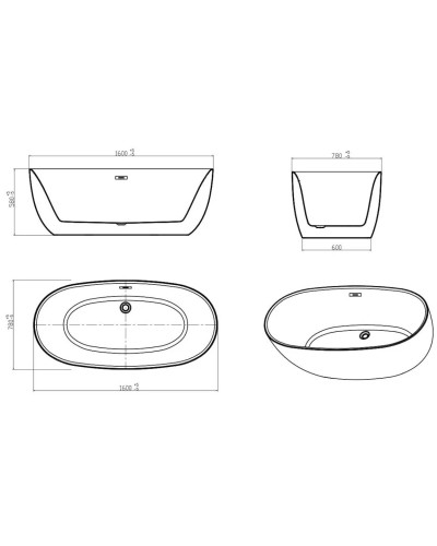Акриловая ванна 160х78 см Vincea VBT-206