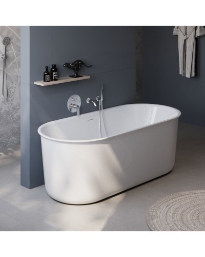 Отдельностоящая, овальная акриловая ванна в комплекте со сливом-переливом BelBagno BB709-1700-780