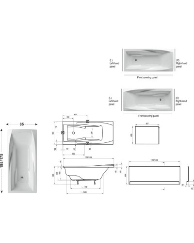 Акриловая ванна YOU 175x85 N без перелива Ravak C791200000