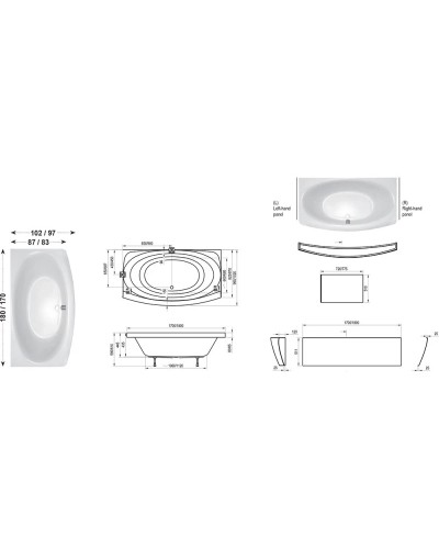 Акриловая ванна Evolution 170x97 Ravak C851000000