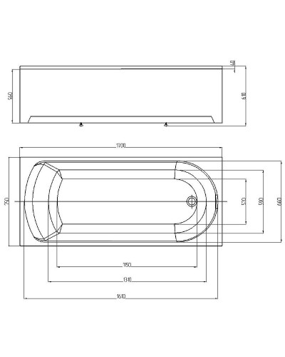 Акриловая ванна Aquatek Eco-friendly Ника 170x75 NIK170-0000001 без панелей, каркаса и слив-перелива