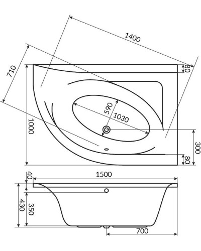 Акриловая ванна Excellent Aquarella 150x100 R WAEX.ARP15WH без гидромассажа