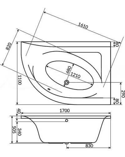 Акриловая ванна Excellent Aquarella 170x110 R WAEX.ARP17WH без гидромассажа