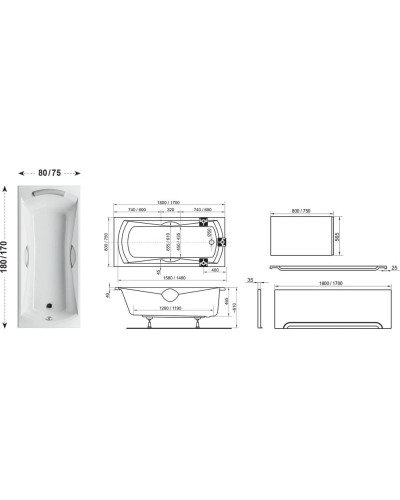 Акриловая ванна Sonata PU Plus 180x80 Ravak CW010P0000