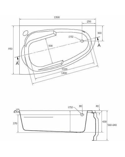 Акриловая ванна Cersanit Joanna 150x95 L 63336 без гидромассажа