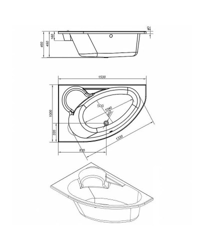 Акриловая ванна Cersanit Kaliope 153x100 L 63441 без гидромассажа