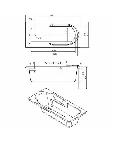 Акриловая ванна Cersanit Santana 150x70 63349 без гидромассажа