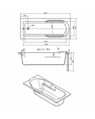 Акриловая ванна Cersanit Santana 170x70 63325 без гидромассажа