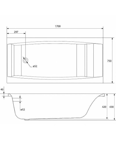 Акриловая ванна Cersanit Virgo 170x75 63353 без гидромассажа
