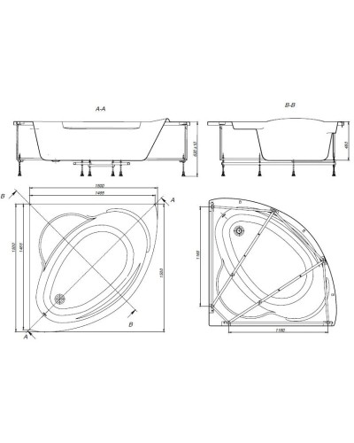 Акриловая ванна 150х150 см Roca Bali ZRU9302916