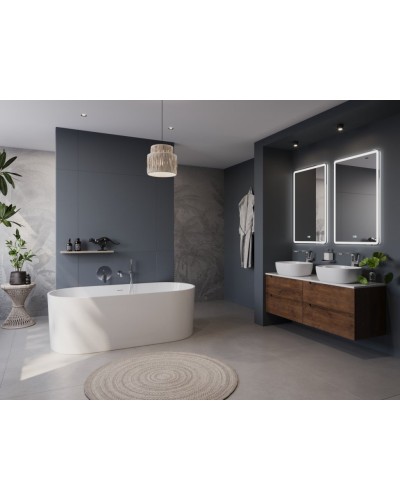 Отдельностоящая, овальная акриловая ванна в комплекте со сливом-переливом BelBagno BB705-1700-800