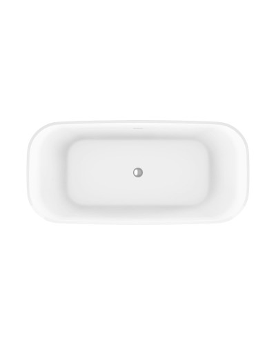 Отдельностоящая, прямоугольная акриловая ванна DUE в комплекте со сливом-переливом BelBagno BB702-1700-800-K