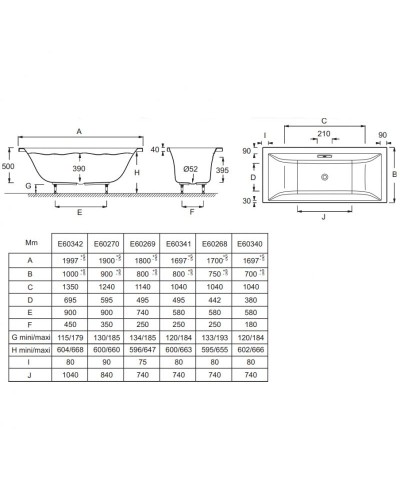 Акриловая ванна Jacob Delafon Evok 200х100 E60342-00 без гидромассажа