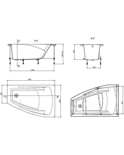 Акриловая ванна Roca Hall Angular 150х100 ZRU9302865 R без гидромассажа
