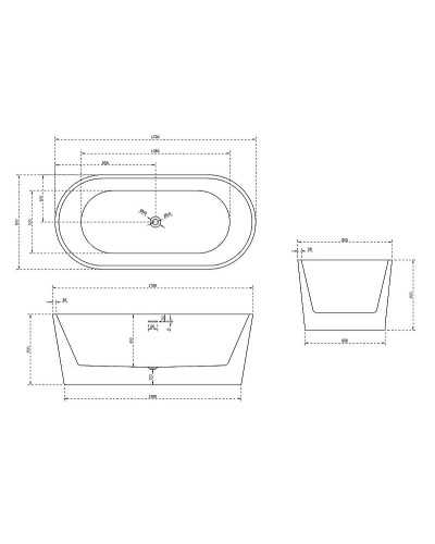 Акриловая ванна Abber AB9209 170х80 без гидромассажа
