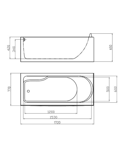 Акриловая ванна Gemy 172х77 G9006-1.7 B L с гидромассажем