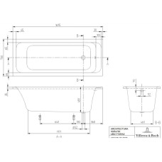 Акриловая ванна 169,5х70 см Villeroy & Boch Architectura UBA177ARA2V-01