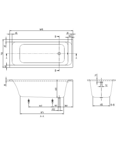Акриловая ванна 169,5х75 см Villeroy & Boch Architectura UBA170ARA2V-01