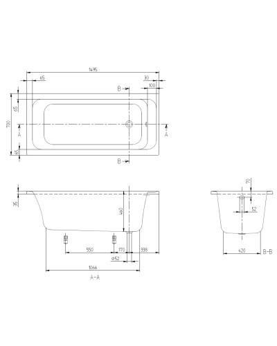 Акриловая ванна 149,5х70 см Villeroy & Boch Architectura UBA157ARA2V-01
