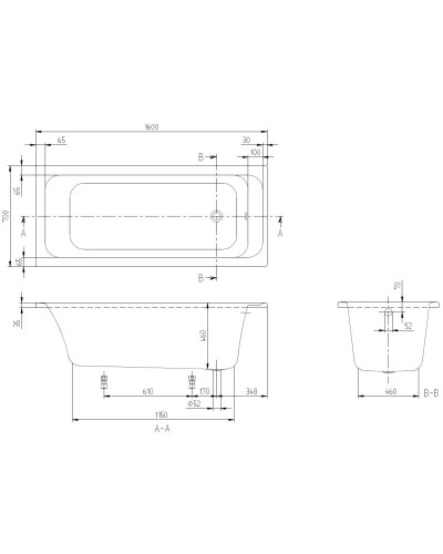 Акриловая ванна 160х70 см Villeroy & Boch Architectura UBA167ARA2V-01