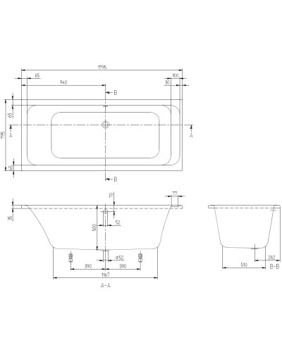 Акриловая ванна 179,5х79,5 см Villeroy & Boch Architectura UBA180ARA2V-01