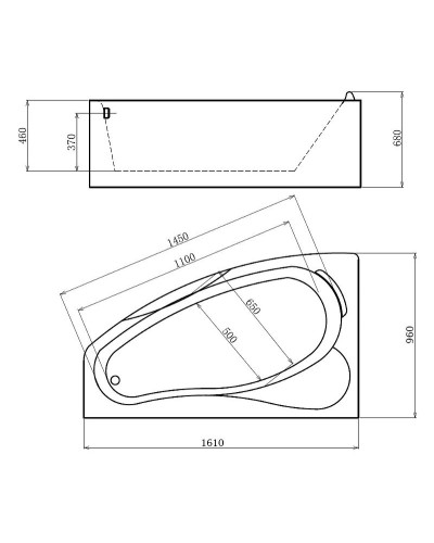 Акриловая ванна Gemy 161х96 G9046 K L с гидромассажем