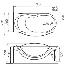 Акриловая ванна Gemy 171х92 G9072 B R с гидромассажем