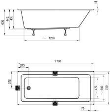Акриловая ванна 170x75 см Ravak 10° Slim CA71300000