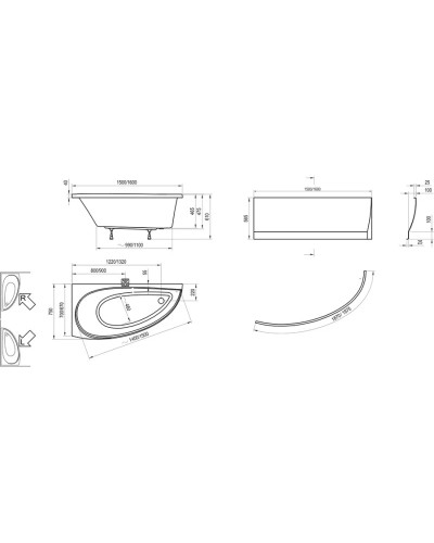 Акриловая ванна 160x75 см L Ravak Avocado CQ01000000