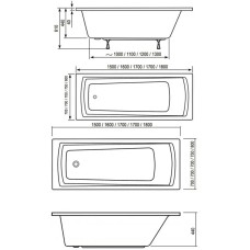 Акриловая ванна 170x70 см Ravak Domino Plus 70508042