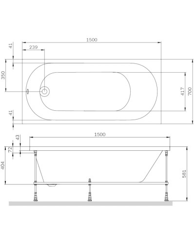 Акриловая ванна 150x70 см Am.Pm X-Joy W94A-150-070W-A1