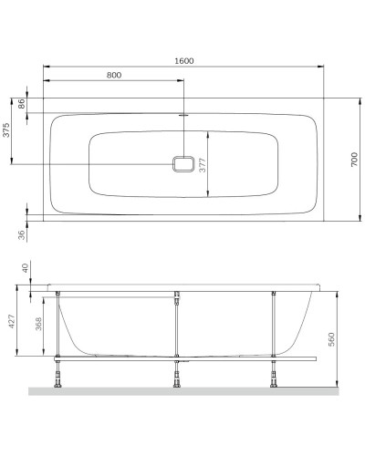 Акриловая ванна 160x70 см Am.Pm Func W84A-160-070W-A
