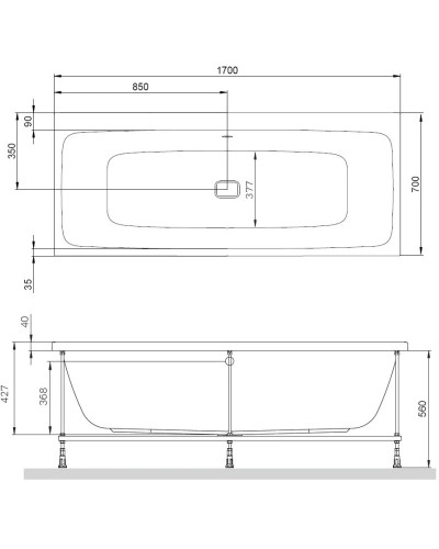 Акриловая ванна 170x70 см Am.Pm Func W84A-170-070W-A