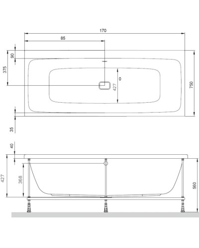 Акриловая ванна 170x75 см Am.Pm Func W84A-170-075W-A