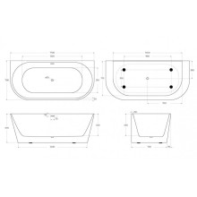 Пристенная, полукруглая акриловая ванна в комплекте со сливом-переливом BelBagno BB710-1700-800