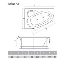 Акриловая ванна Relisan Ariadna 145x95 L Гл000001415 без гидромассажа