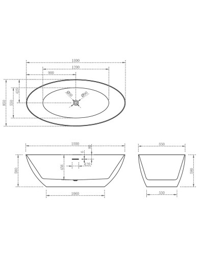 Акриловая ванна 180х85 см Abber AB9374-1.8