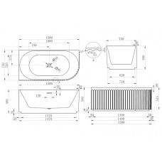 Акриловая ванна 150х75 см L Abber AB9412-1.5 L