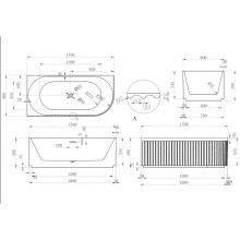 Акриловая ванна 170х80 см L Abber AB9412-1.7 L