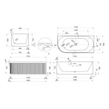 Акриловая ванна 170х80 см R Abber AB9412-1.7 R