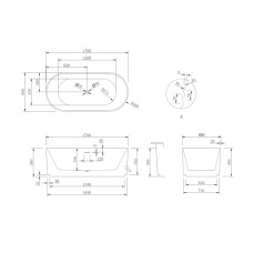 Акриловая ванна 170х80 см Abber AB9436-1.7