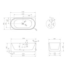 Акриловая ванна 170х80 см L Abber AB9438-1.7 L