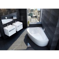 Акриловая асимметричная ванна LoveStory II PU Plus L белая Ravak C771000000