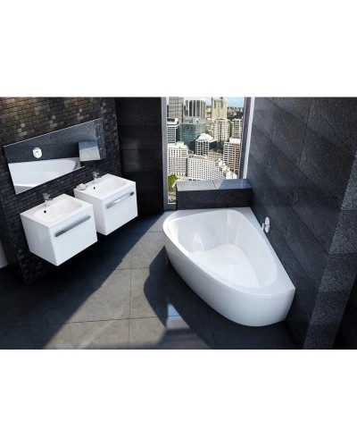 Акриловая асимметричная ванна LoveStory II PU Plus L белая Ravak C771000000