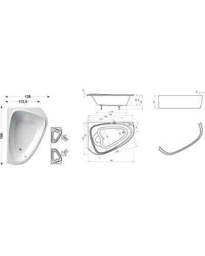 Акриловая асимметричная ванна LoveStory II PU Plus L белая Ravak C771000000